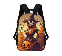 sinyumoney Halloween Witch with Pumpkins-1 Backpack for School 3D Printed Boys Girls School BagChildren Bookbag Travel Rucksack 17inch