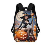 sinyumoney Halloween Witch with Pumpkins Backpack School Bag School Secondary High School College Backpack Travel for Girls Boys Teenage 17inch