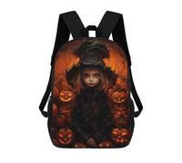 sinyumoney Halloween Witch with Pumpkins School Backpack Lightweight Airport College Students Back Pack for Teenage Girls Boys Women Men 17inch