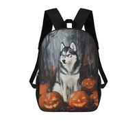 sinyumoney Halloween Wolf Painting Artwork 3D Printed Children's School Backpack for Kids High Capacity Travel Rucksacks Book Bags Kids School Bag Back Pack 17inch