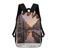 sinyumoney Hamburg Kids' Book Bag 3D Printing School Bag Boys And Girls Cool Knapsack Casual Back Bag for School Students 17inch