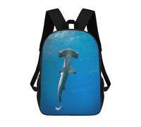 sinyumoney Hammerhead Shark in Blue Ocean 3D Printed Children's School Backpack for Kids High Capacity Travel Rucksacks 17 Inch Book Bags Kids