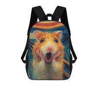 sinyumoney Hamster Art Print, Cute Animal Wall Decor Children's Backpacks 17inch School Backpack 3D Printed Bag Bookbag for Kids Travel Rucksacks Boy Girl Book Bags Kids School Bag