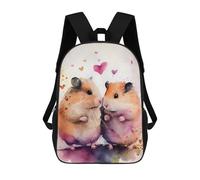 sinyumoney Hamster Couple Watercolor Kids' Backpack 3D Printing School Bag Boys Cool Daypacks Casual Knapsack Fun Back Bag for Kids And Teenager 17inch