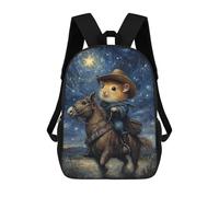 sinyumoney Hamster Cowboy Under Stars School Backpack Water Resistant Computer Rucksack for Campus Outdoor Travel Sports 17inch