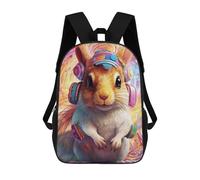sinyumoney Hamster DJ in Colorful Lights Print Children's Backpack School Bag for Adult And Kids Travel Daypack 17inch