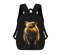 sinyumoney Hamster Gold Black Children's School Backpack 3D Printed for Kids Travel Rucksacks Book Bags for Boys Elementary School Students 17inch