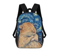 sinyumoney Hamster in Starry Night Style 3D Printed Kids School Bag Rucksacks Children's School Fashion Casual Back Pack High Capacity Travel Book Bags Backpack for Kids 17inch
