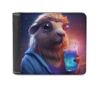 sinyumoney Hamster in Sunglasses Enjoying A Drink 3D Print Wallet Credit Card Holder Banknote Compartments Stylish Durable Leather Wallet Gifts 11.7cm*9.5cm