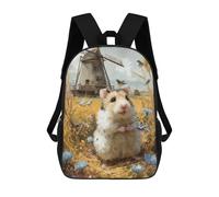 sinyumoney Hamster in Wheat Field Backpack School Rucksack Casual Daypacks School Work Travel Bag for Men, Women & Teenage Boys 17inch