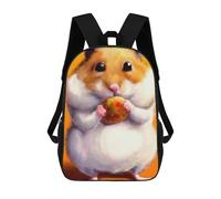 sinyumoney Hamster Is Eating School Bag Bookbag 3D Printed Children's Backpacks for Kids Boy Girl Book Bags Kids School Bag Travel Rucksacks 17inch