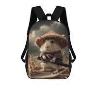 sinyumoney Hamster Samurai Warrior Kids Children School Backpack Bookbags Casual Travel Rucksack Boys Girls Large Capacity Daypack 17inch