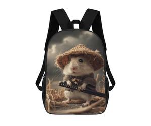 sinyumoney Hamster Samurai Warrior Kids Children School Backpack Bookbags Casual Travel Rucksack Boys Girls Large Capacity Daypack 17inch