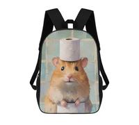 sinyumoney Hamster with Toilet Paper Hat School Bags School Secondary High School College Backpack Travel for Campus Outdoor Travel Sports 17inch