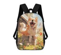 sinyumoney Happy Akita Inu Dog 3D Printed School Backpack Casual Children's Backpacks 3D Printed School Bag for Boys Elementary And Middle 17inch