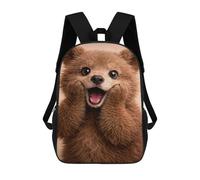 sinyumoney Happy Brown Bear Cub Portrait 17 Inch Backpack School Bag Rucksack for Girls Boys Large Capacity Kids Back Pack Lightweight School Bags for Children Students