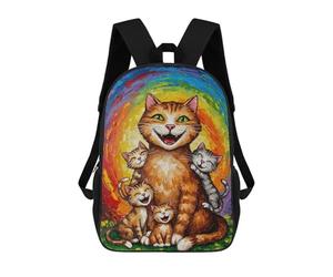 sinyumoney Happy Cats Family Painting Ronaldo Backpack, Children's Backpack, Student School Bag, Book Bag, 3D Printed School Bag For Boys And Girls, 17inch
