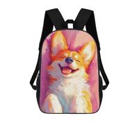 sinyumoney Happy Corgi Painting School Backpack Rucksack Casual Daypacks School Work Travel Bag for Campus Outdoor Travel Sports 17inch
