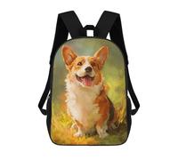 sinyumoney Happy Corgi Painting School Backpack Water Resistant Travel Backpack Computer Bag for Men, Women & Teenage Boys 17inch
