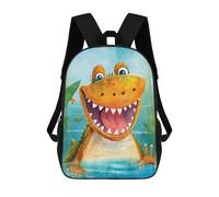 sinyumoney Happy Crocodile in Water Rucksacks 3D Printed Children Backpacks Fashion Casual Daypack Cute Travel Bags Outdoor Casual Daypack for Boy And Girl 17inch