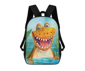 sinyumoney Happy Crocodile in Water Rucksacks 3D Printed Children Backpacks Fashion Casual Daypack Cute Travel Bags Outdoor Casual Daypack for Boy And Girl 17inch