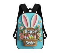sinyumoney Happy Easter Basket Backpacks Kids School Backpack School Bag 3D Printed School Bag for Boys Elementary And Middle School Students 17inch