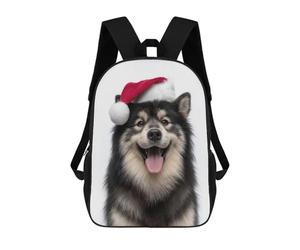 sinyumoney Happy Finnish Lapphund Dog with Santa Hat Children's School Backpack 3D Printed for Kids Travel Rucksacks Book Bags for Boys Elementary School Students 17inch