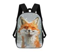 sinyumoney Happy Fox in The Snow Kids School Backpack School Bag 3D Printed School Bag for Boys Elementary And Middle School Students 17inch
