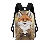 sinyumoney Happy Fox with Coffee Backpack School Bag Water Resistant School Bag Business Backpack for Girls Boys Teenage 17inch