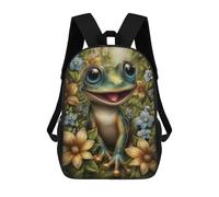 sinyumoney Happy Frog in Floral Setting School Bags Lightweight Airport College Students Back Pack for Camping Outdoor Adventures And Daily Travel 17inch