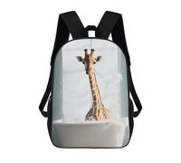 sinyumoney Happy Giraffe in The Bath Backpacks Kids School Backpack School Bag 3D Printed School Bag for Boys Elementary And Middle School Students 17inch