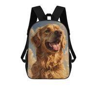 sinyumoney Happy Golden Retriever Children's Backpacks 17inch School Backpack 3D Printed Bag Bookbag for Kids Travel Rucksacks Boy Girl Book Bags Kids School Bag