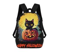 sinyumoney Happy Halloween Black Cat Backpacks Kids School Backpack School Bag 3D Printed School Bag for Boys Elementary And Middle School Students 17inch