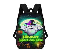 sinyumoney Happy Halloween Greeting Card School Backpack Business Laptop Rucksack Bag Unisex Casual Daypack for Men, Women & Teenage Boys 17inch