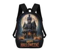 sinyumoney Happy Halloween Haunted House Rucksack Water Resistant School Bag Business Backpack for Men, Women & Teenage Boys 17inch