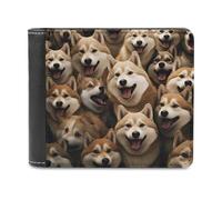 sinyumoney Happy Huskies Compilation 3D Print PU Leather Men's Wallet Multiple Slots Leather RFID Stylish Durable Wallets Craftsmanship Gifts 11.7cm*9.5cm