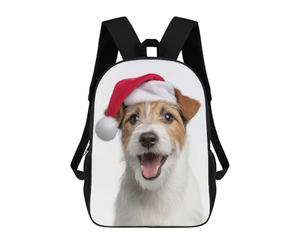 sinyumoney Happy Parson Russell Terrier Dog with Santa Hat Children's Backpacks School Backpack 3D Printed for Kids Travel Rucksacks Book Bags Kids 17inch School Bag