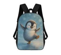sinyumoney Happy Penguin on Ice Kids School Backpack School Bag 3D Printed School Bag for Boys Elementary And Middle School Students 17inch