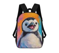 sinyumoney Happy Penguin Portrait Painting School Bags Lightweight Airport College Students Back Pack for Camping Outdoor Adventures And Daily Travel 17inch