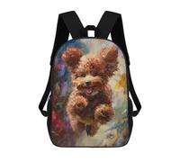 sinyumoney Happy Poodle Painting -1 School Backpack 3D Printed Children's 17inch Backpacks Bag Bookbag for Kids Boy Girl Book Bags Kids School Bag Travel Rucksacks
