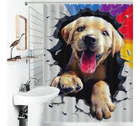 sinyumoney Happy Puppy Breaking Through Wall Shower Curtains Mould Proof Thicken Durable Polyester Shower Curtain with Hooks for Bathtub Shower Stall 53.54x70.87Inch（136x180cm）