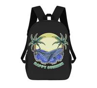 sinyumoney Happy Summer Whale Rucksack High Secondary School Bags Casual Backpack for Girls Boys Teenage 17inch