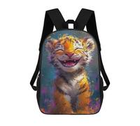 sinyumoney Happy Tiger Painting School Backpack Business Laptop Rucksack Bag Unisex Casual Daypack for Men, Women & Teenage Boys 17inch