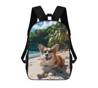 sinyumoney Happy Welsh Corgi Beach 3D Printed Kids Backpacks Boys Fashion School Bag Travel Backpacks School Bags for Boys Elementary School Students 17inch