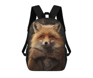 sinyumoney Happy Winter Smiling Fox School Backpack Water Resistant Travel Backpack Computer Bag for School/Work/Travel 17inch