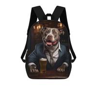 sinyumoney Happy XL Bully in The Pub Backpack School Bag Rucksack Casual Daypacks School Work Travel Bag for Men, Women & Teenage Boys 17inch