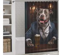 sinyumoney Happy XL Bully in The Pub Quick Drying Proof Resistant Shower Curtains Set with 12 Hooks for Stalls Bathtubs 56.30x70.87Inch（143x180cm）
