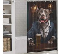sinyumoney Happy XL Bully in The Pub Washable Waterproof Cloth Fabric Shower Curtain for Bathroom for Home Bathroom Toile Hotel Decor 53.54x70.87Inch（136x180cm）