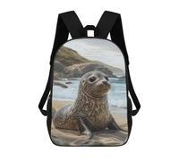 sinyumoney Harbor Seal Pup on The Beach Daypack Casual Backpacks School Bag For Girls Boys High College Teenagers Rucksack Men Women Travel Laptop Rucksack College Bookbag 17inch
