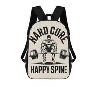 sinyumoney Hard Core Happy Spine Weightlifting Poster Backpack School Secondary Causal Travel High School Bags for Campus Outdoor Travel Sports 17inch